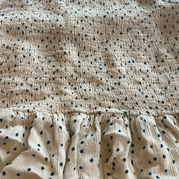 Patrons of Peace Polka Dot Halter Top Cream Navy Smocked Peplum Ruched Sx S - Picture 5 of 7